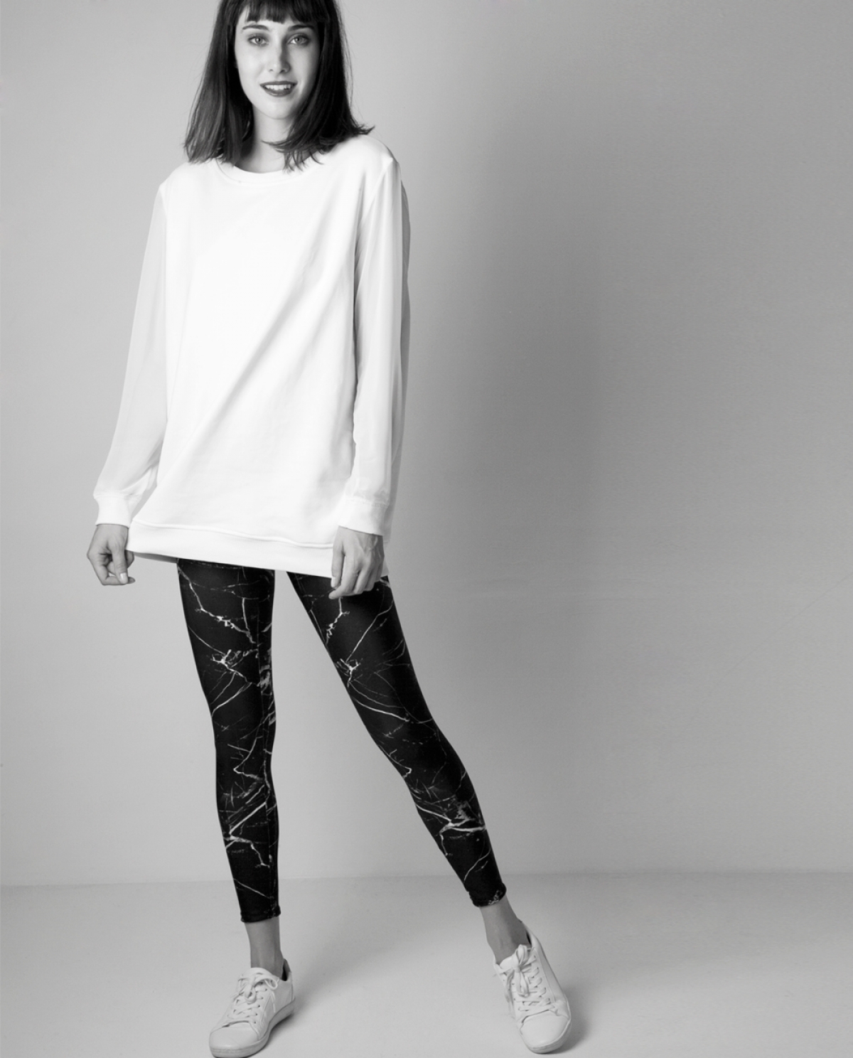 Marble White Leggings